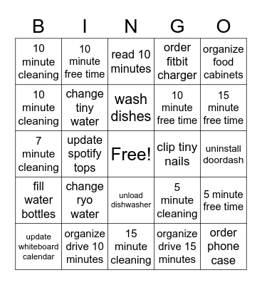 cleaning uwu Bingo Card