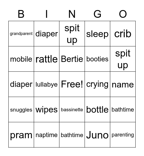 BABY BINGO! Bingo Card