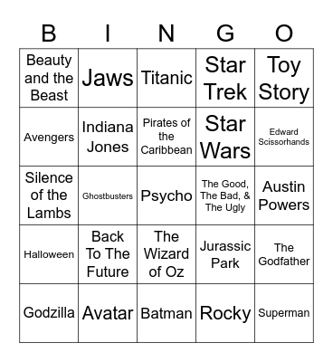 Total-Quiz.com Presents: Radio Bingo Movie Themes Bingo Card