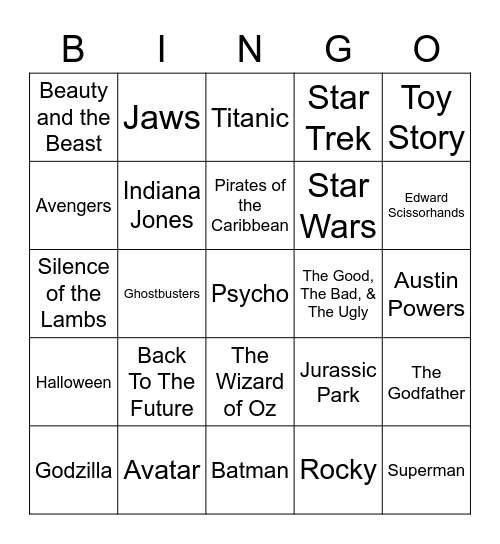 Total-Quiz.com Presents: Radio Bingo Movie Themes Bingo Card