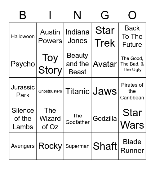 Total-Quiz.com Presents: Radio Bingo Movie Themes Bingo Card