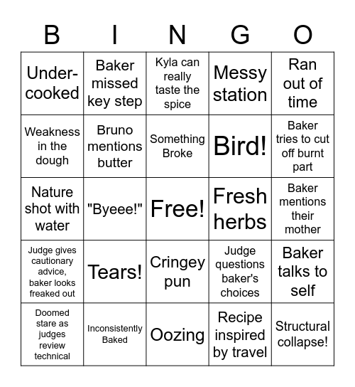 Pastry Week Bingo Card