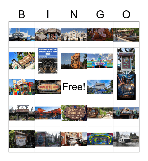 Disney Parks Attractions Bingo Card