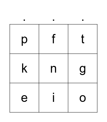 Sets 1, 2 & 3 Sounds Bingo Card
