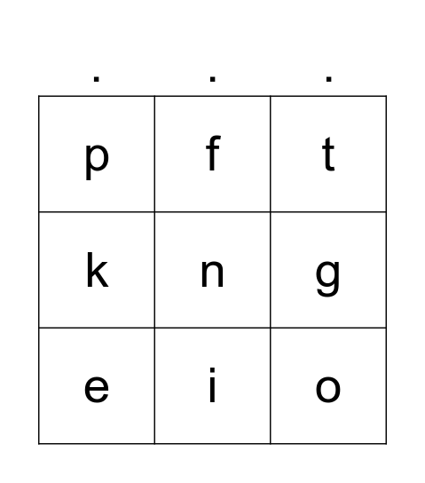 Sets 1, 2 & 3 Sounds Bingo Card