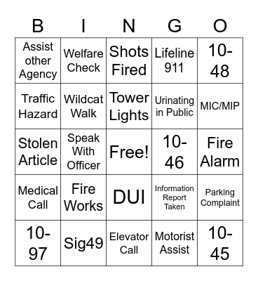 Dispatch Bingo Card