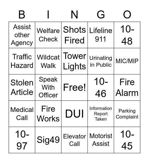 Dispatch Bingo Card