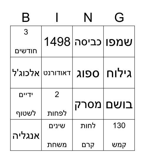 היגיינה Bingo Card