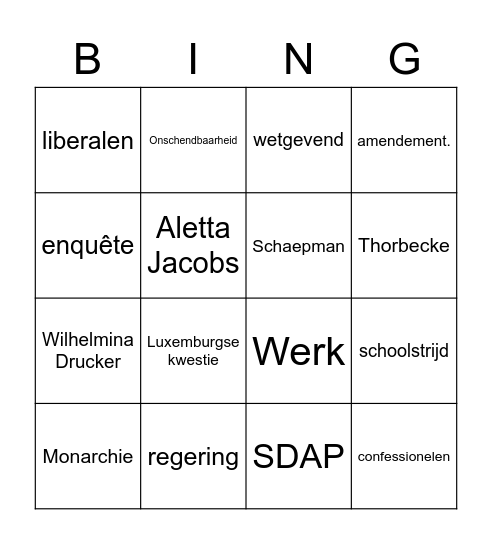 BINGO STAATSINRICHTING Bingo Card
