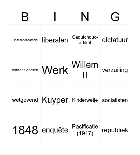 BINGO STAATSINRICHTING B Bingo Card