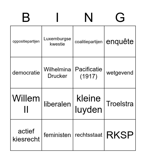 BINGO STAATSINRICHTING C Bingo Card