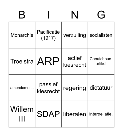 Bingo STAATSINRICHTING D Bingo Card