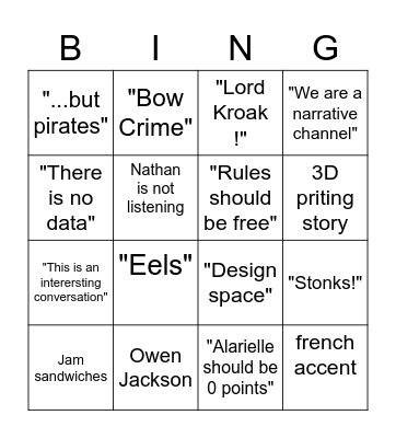 THW BINGO Card