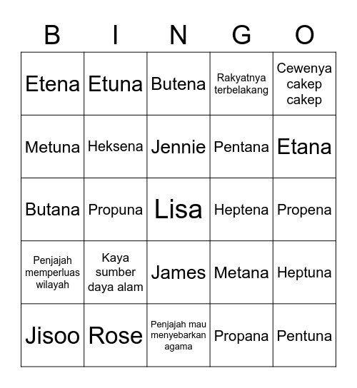 Jinyoung Bingo Card