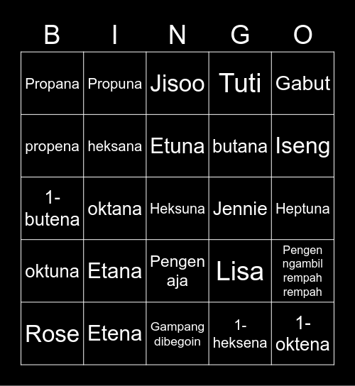 L U C A S Bingo Card