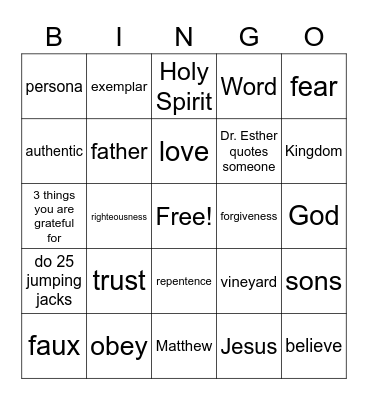 Fifth Sunday of Lent - Sermon Bingo Card