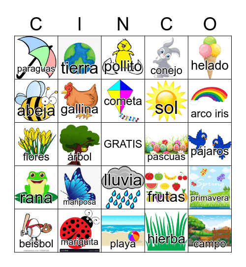 BINGO DE PRIMAVERA 4-5 Bingo Card