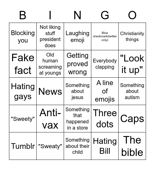 r/insanepeoplefacebook  Bingo Card