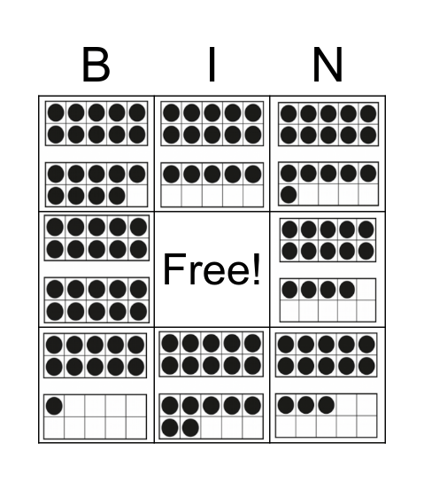 Double Ten Frames Bingo Card