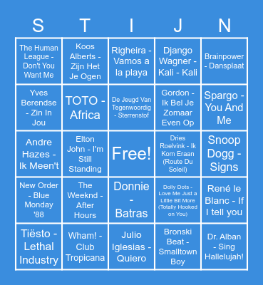 Muziekbingo Swiffie Bingo Card