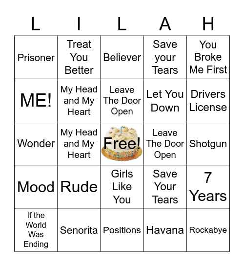 music Bingo Card