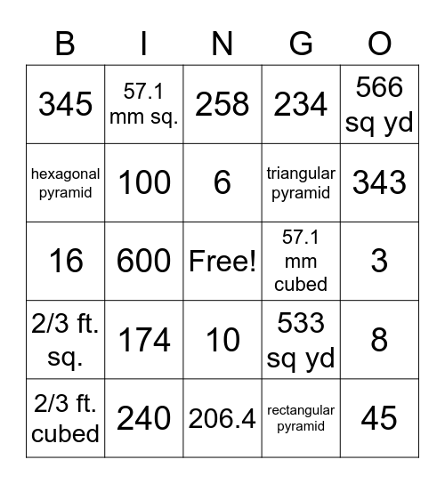 Chapter 8 BINGO Review Bingo Card