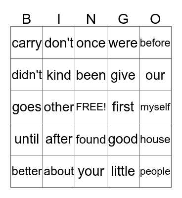Third Quarter Bingo Card