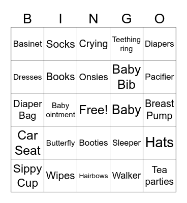 Baby Rowe Bingo Card