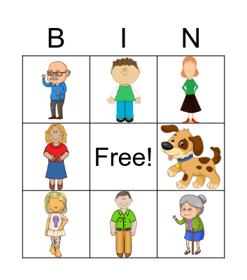 Family Members Bingo Card