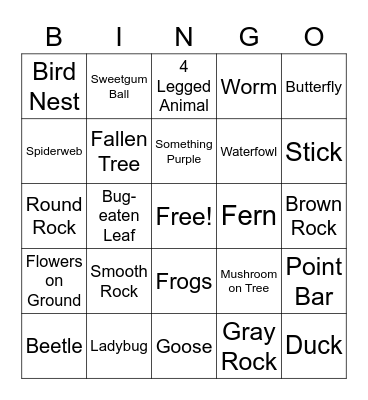 Spring Scavenger Hunt Bingo Card