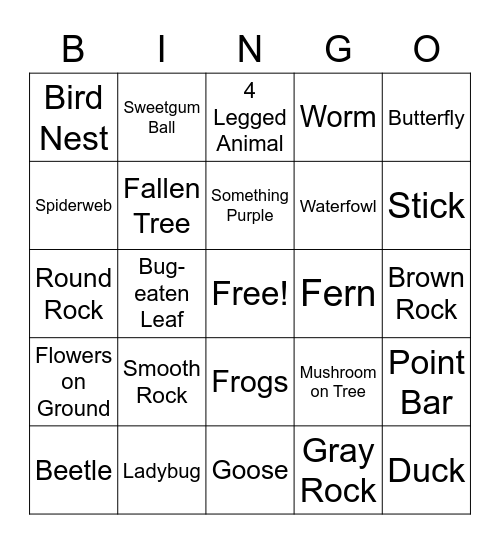 Spring Scavenger Hunt Bingo Card