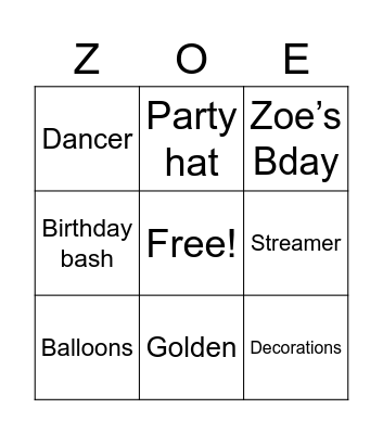 Birthday Bingo! Bingo Card