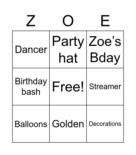 Birthday Bingo! Bingo Card