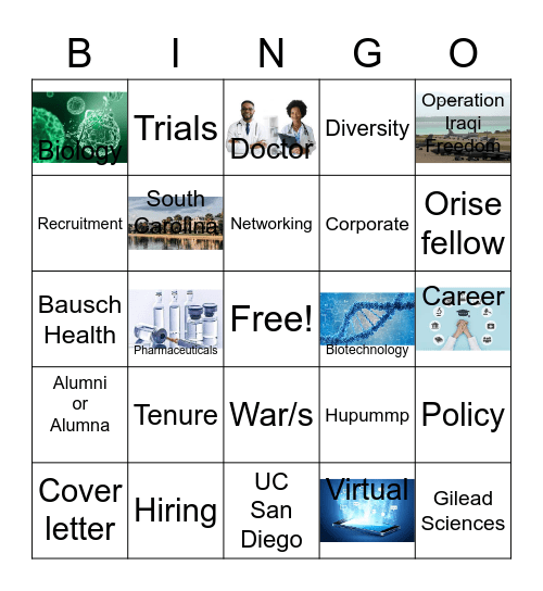 Virtual Networking Bingo Card