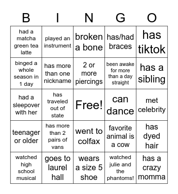 Nugget's 13th Birthday !! Bingo Card