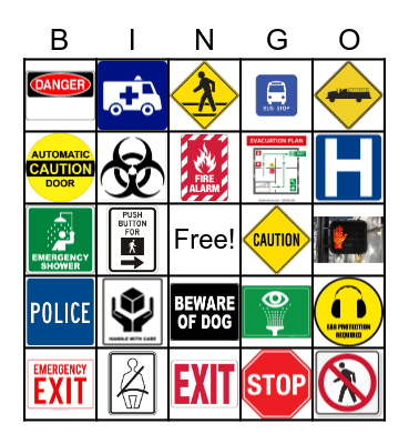 Safety Sign BINGO Card