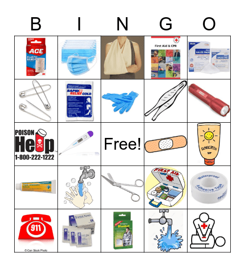 First Aid Bingo Card