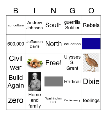 Civil War and Recovery Bingo Card