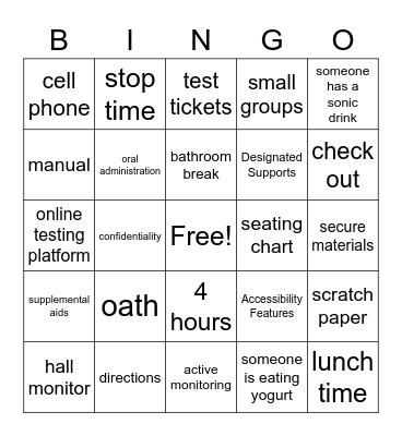 STAAR Bingo Card