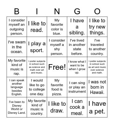 Diversity Bingo Card