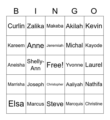 Johnson's Family Bingo Card