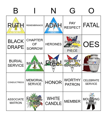 CHAPTER OF SORROW BINGO Card