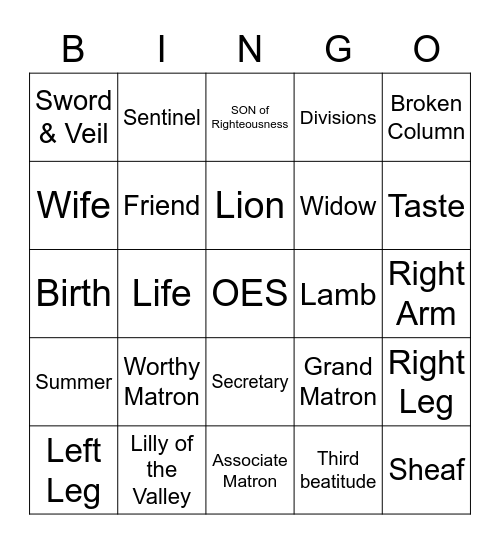 OES STUDY PLAN Bingo Card