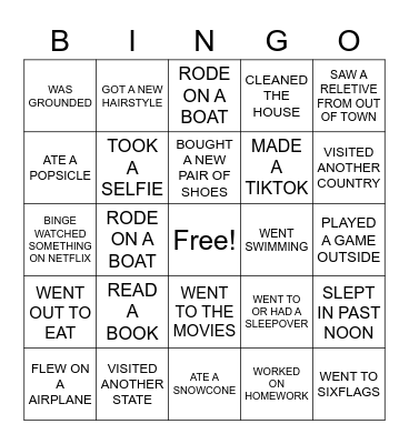 SPRING BREAK MIXER Bingo Card