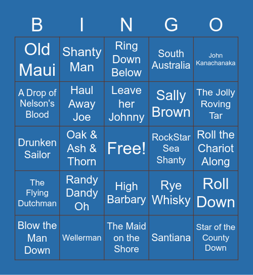 Sea Shanty Bingo Card