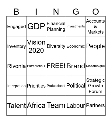 Finance People Pulse Bingo Card