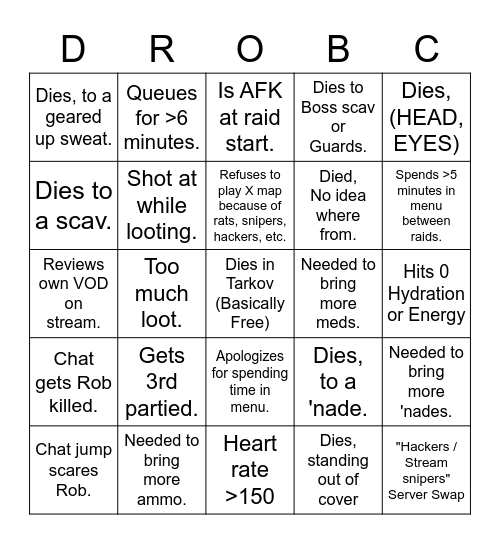 DeBingoC Bingo Card