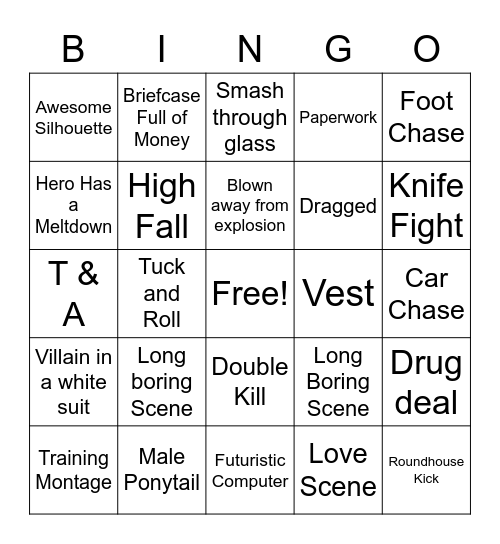 B Movie Bingo Card