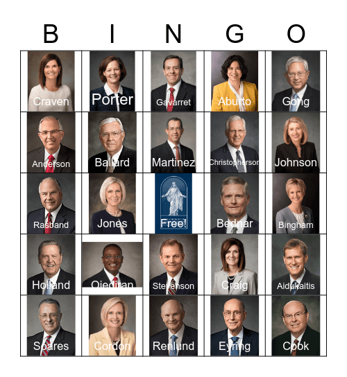 General Conference Speakers April 2022 Bingo Card