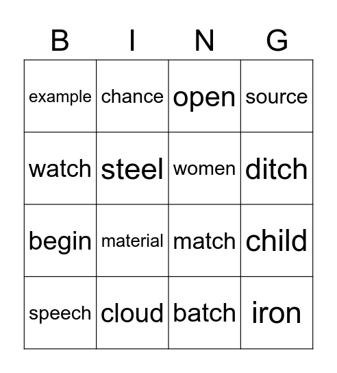 week 8 spelling list term 1 Bingo Card